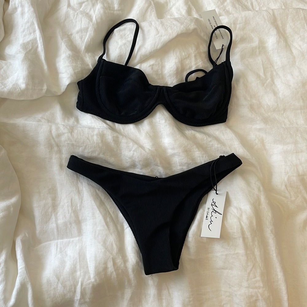 Same Swim Black Bikini Size Small Top and Bottom NWT